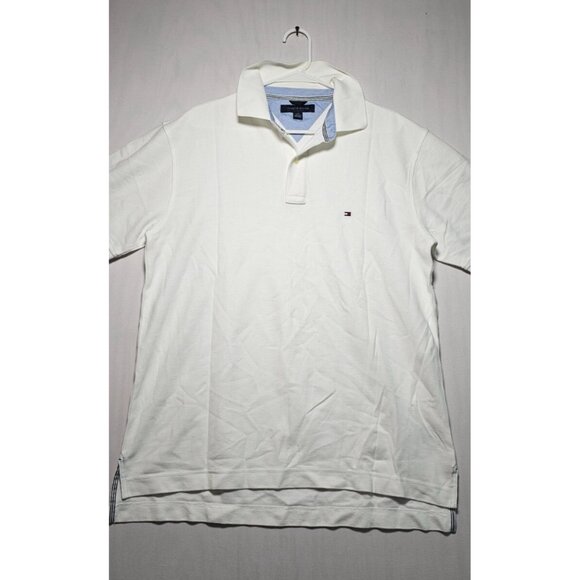 Tommy Hilfiger Polo Shirt Men’s Large White Short Sleeve New Without Tags - Picture 1 of 3